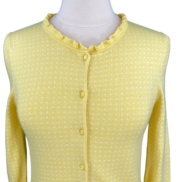 Banana Republic Factory Lemon Yellow Polka Dot Angora Hair Knit Cardigan - Picture 3 of 15